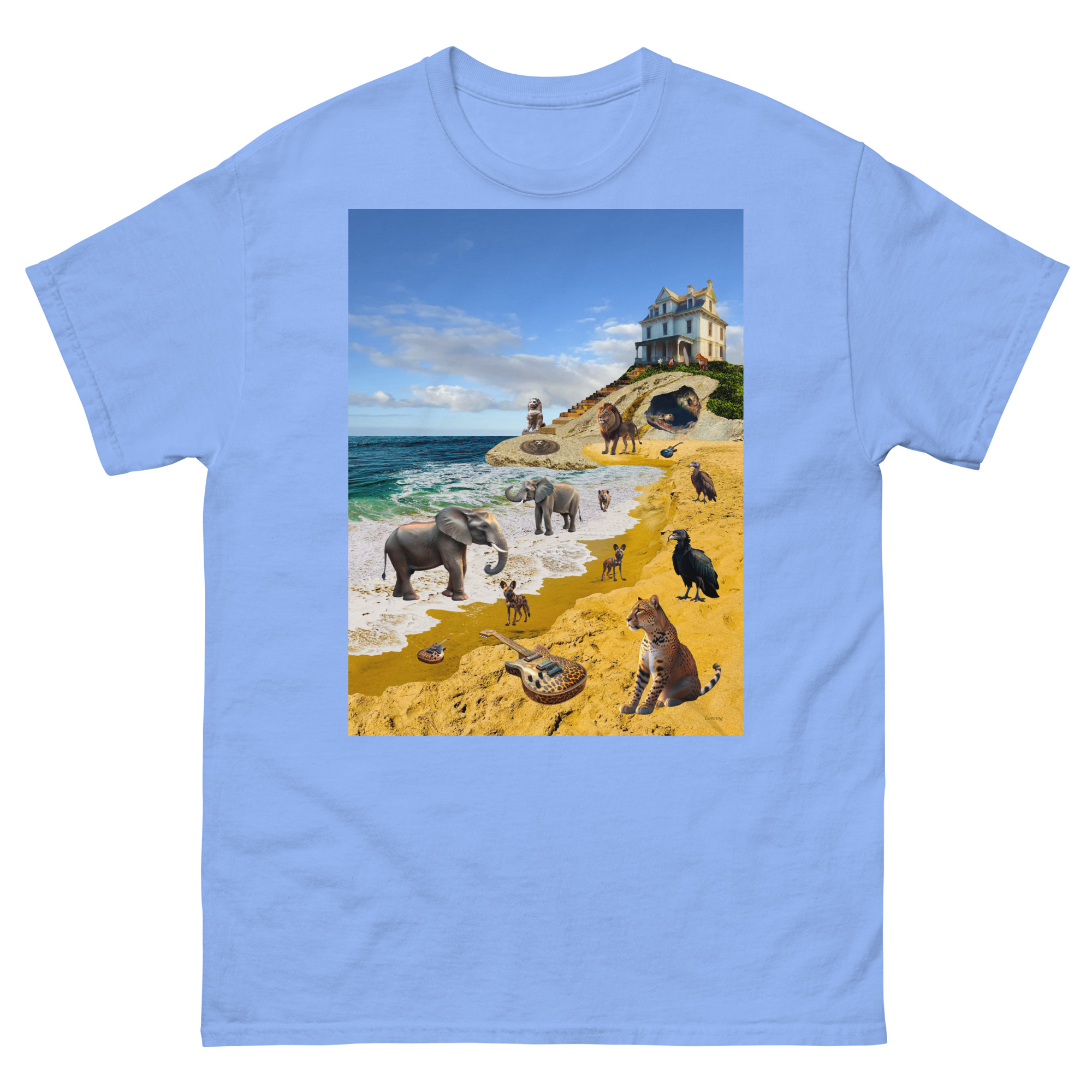 Light blue T-shirt with beach animals print