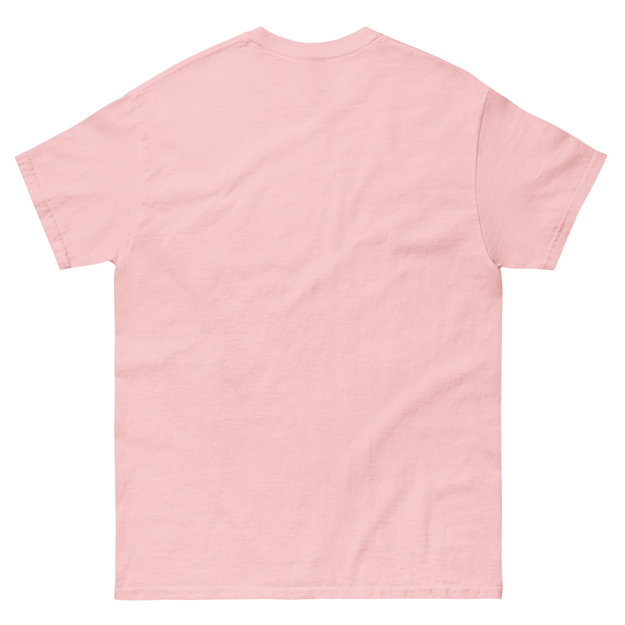 Back of plain pink crewneck t-shirt